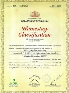 gokulam homestay gold certficate